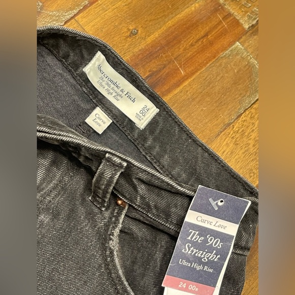 Abercrombie nwt mixed fabric leather jeans 24 R nwt 00 - Picture 2 of 4